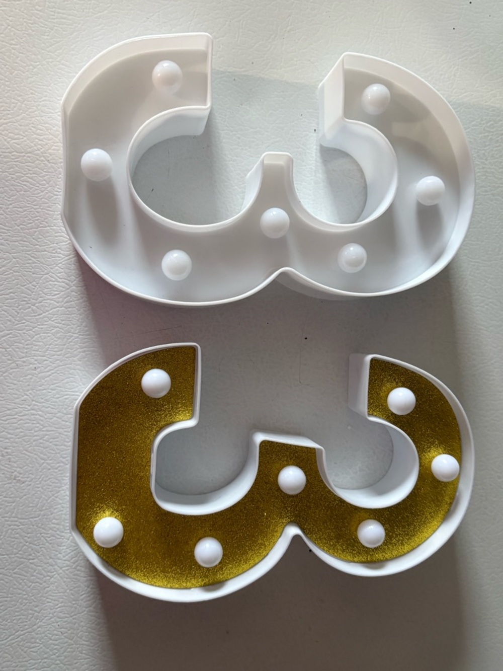 Decorative Number 3 LED Marquee Sign - White and Gold